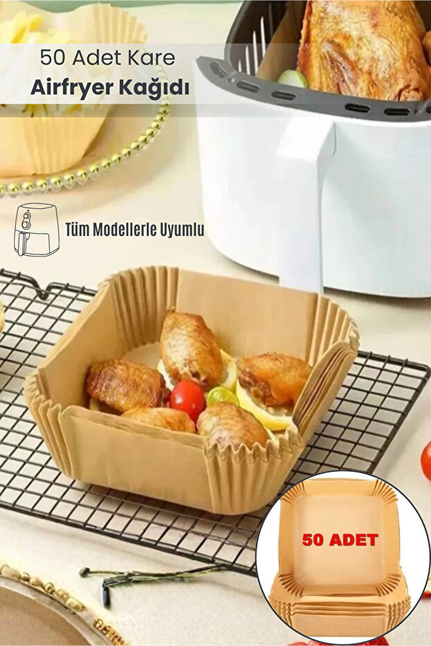 ورق خبز Airfryer - 50 قطعة، موديل مربع