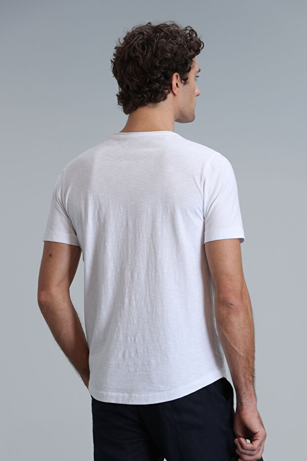 Ανδρικό μπλουζάκι Junya Basic λευκό - 5