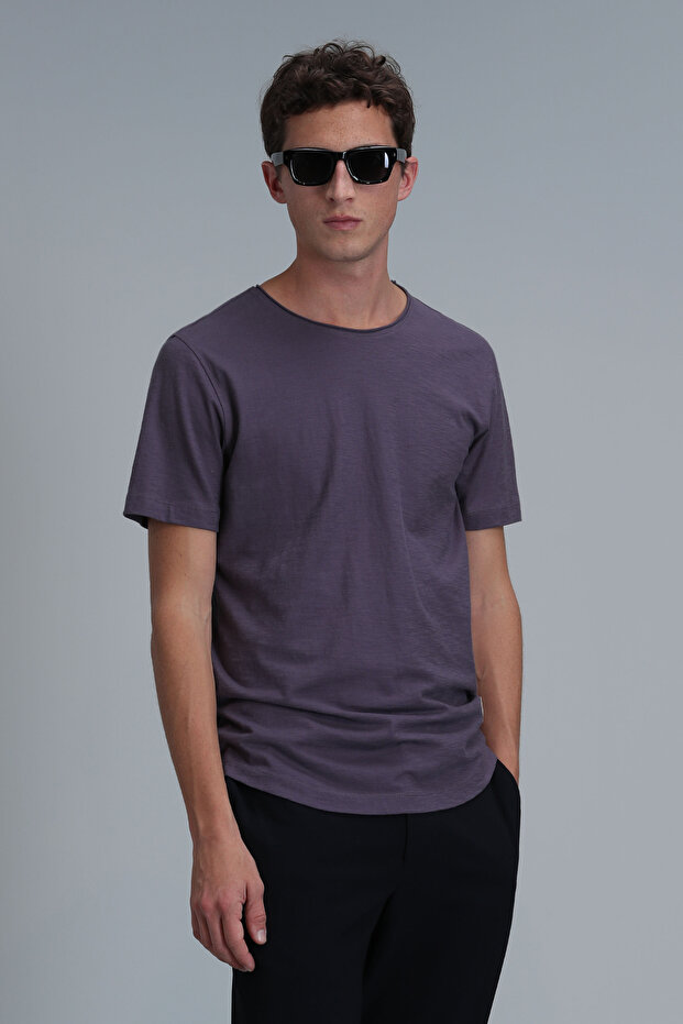 Мъжка тениска Junya Basic, цвят слива - 3