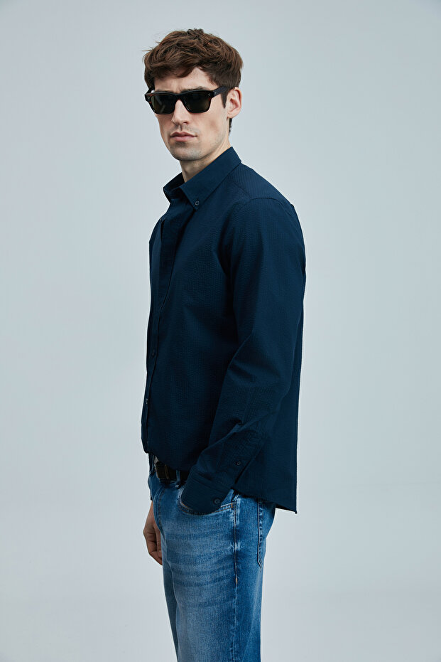Ellery Men's Basic Shirt Regular Fit Navy Blue - 5
