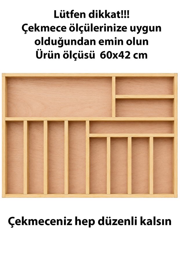 60X42 cm Wooden Spoon Holder | Handmade Drawer Organizer | Perfect Order in the Kitchen