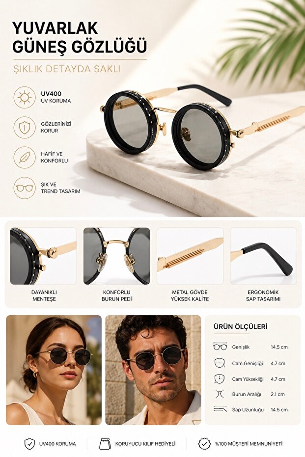 Sunglasses Steampunk Adjustable Vintage Lenses Polarized 100% Uv Protection Retro Style