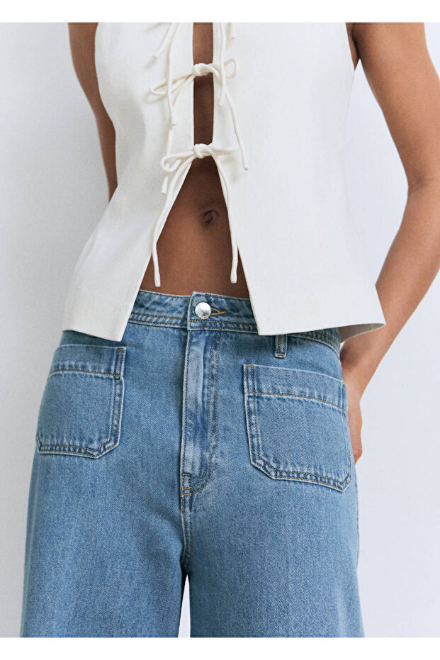 Buttoned Wideleg Jeans - 7