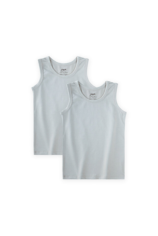Double Wide Strap Undershirt for Ages 2-11 Stone