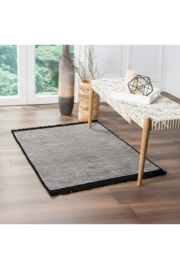 Chennile Lux Flat Woven Dhurrie 60x90cm - Black