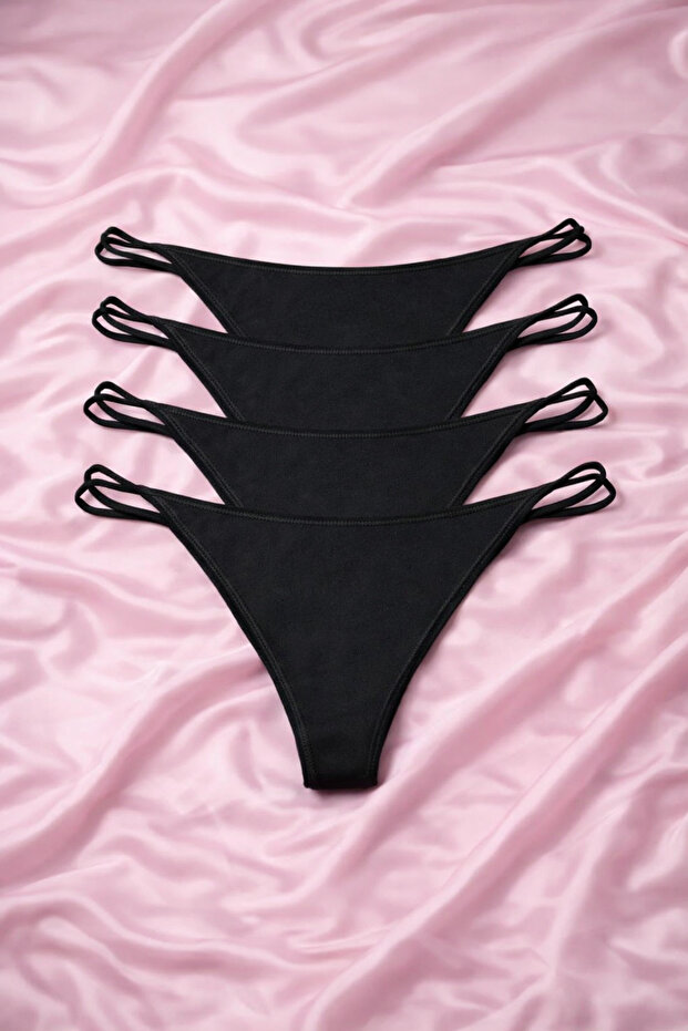 Green Underwear, Black Cotton Briefs, 4-Pack