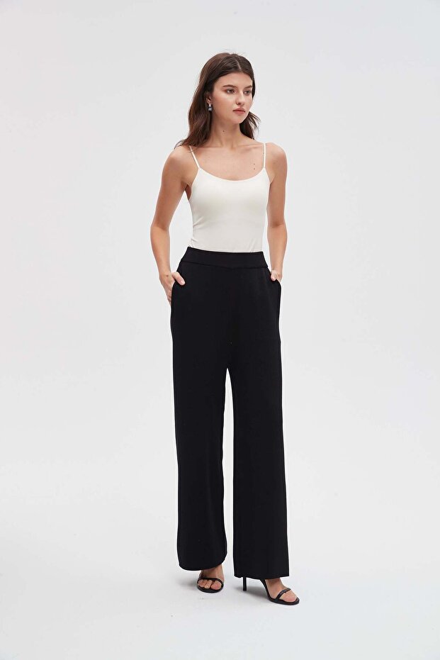 Solid Long Pants with Pockets - 1