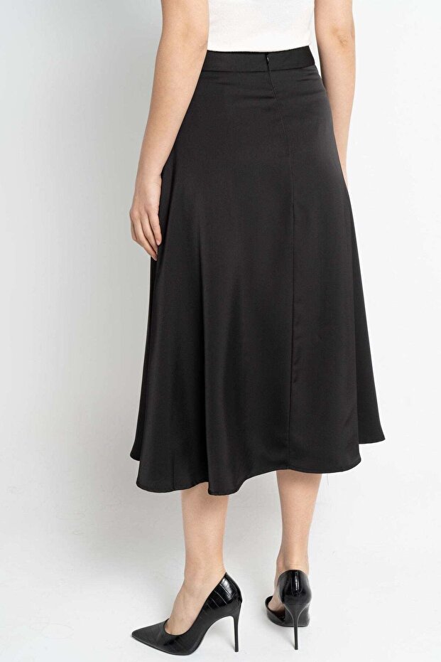 Solid Midi Skirt - 3