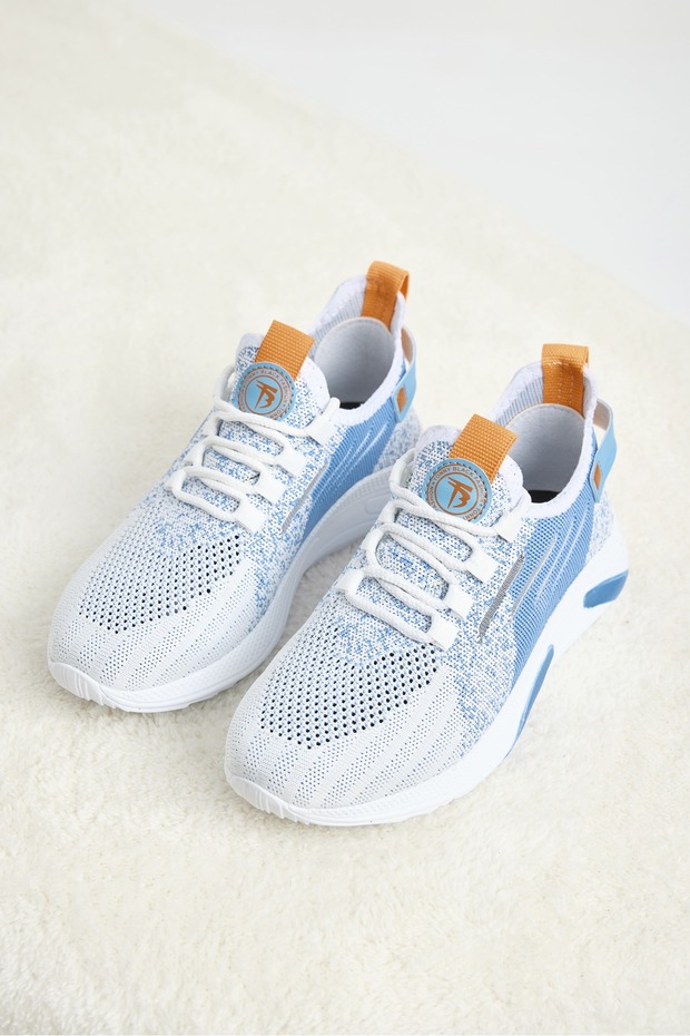 Men's White Blue Orange Light Sole Breathable Comfortable Sports Shoes