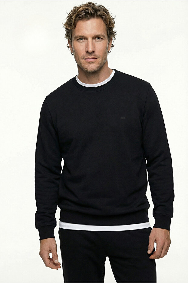 Crew Neck Regular Fit Cotton Basic Sweatshirt - 2