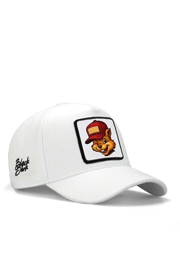 V1 Baseball Kids Squirrel - قبعة أطفال بيضاء للجنسين مع شعار رمز 1bs (CAP)