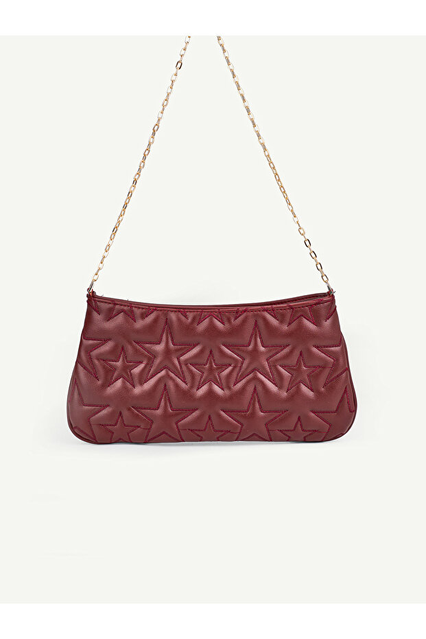 Women's Star Embroidered Chain Strap Shoulder Bag