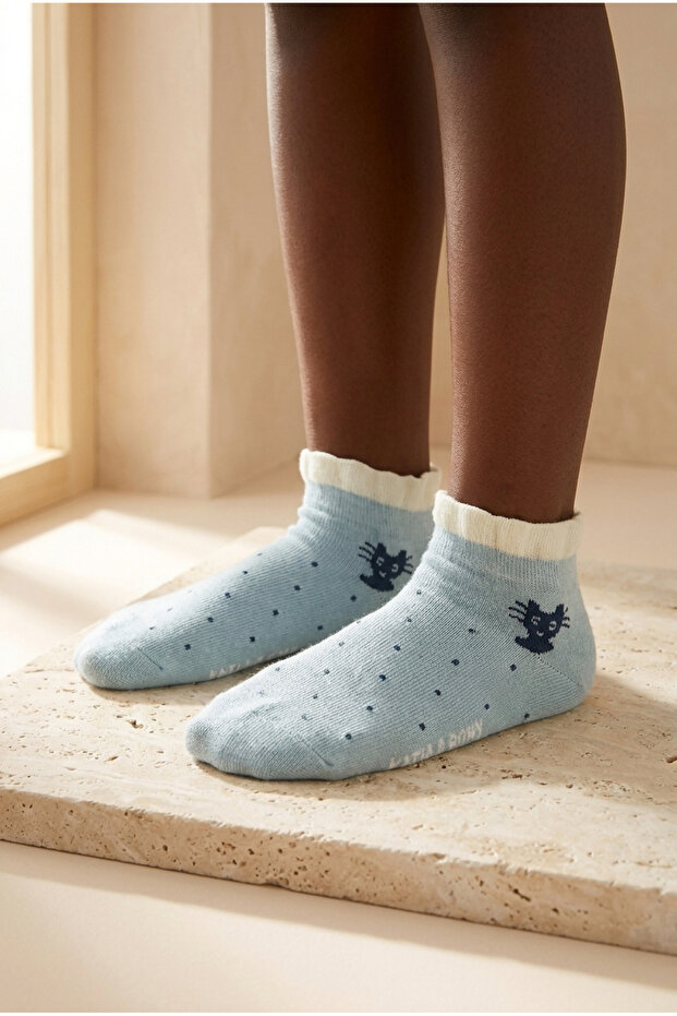 Children's Polka Dot Step Socks Blue