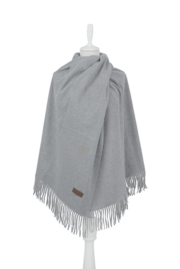 Gray Solid Color Winter Shawl - 1