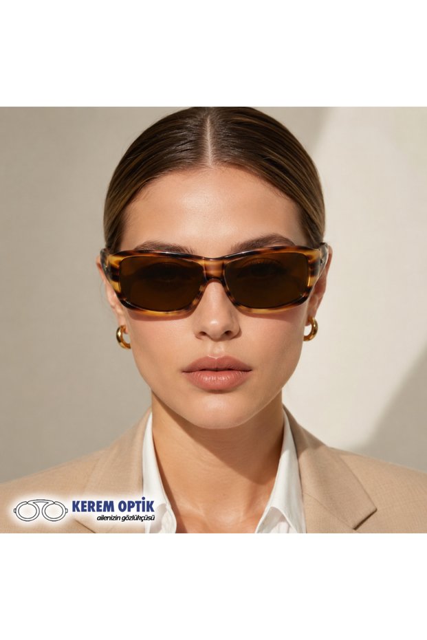 Women's Brown Patterned Bone Polarized Sunglasses Cs045 C16