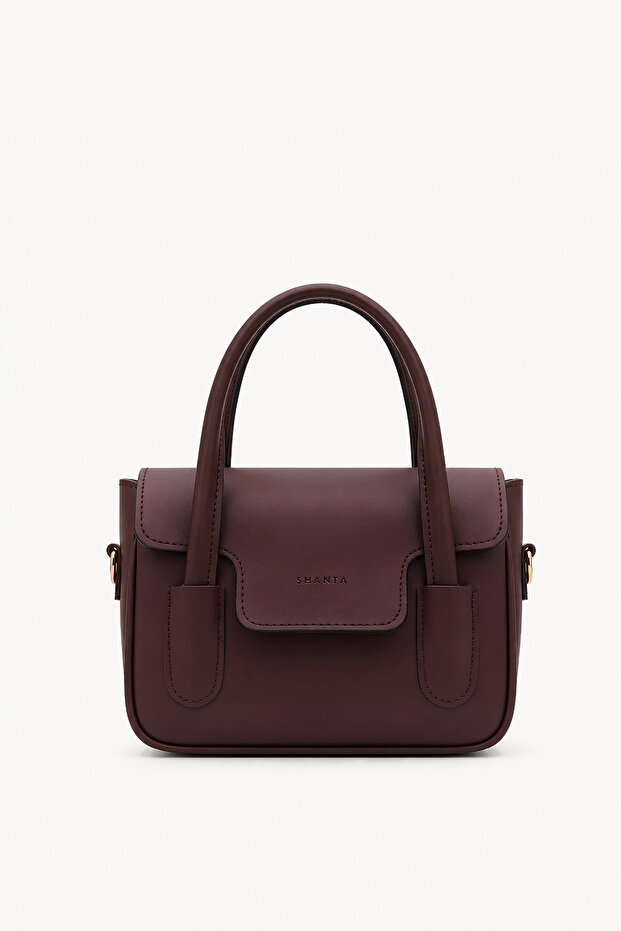 Burgundy D63 Women's Daily Hand and Shoulder Bag with Adjustable Shoulder Strap and Large Internal Volume