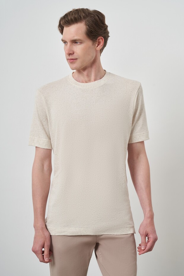 Men's Beige Trend Crew Neck T-Shirt