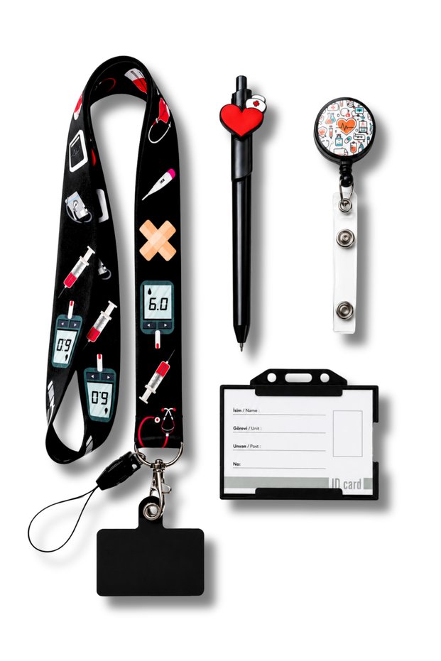 Healthcare Worker Neck Lanyard Card Holder Yoyo White Card Holder Pen Full Set