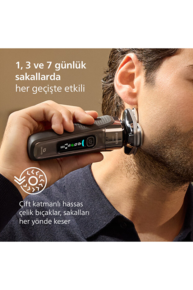 i9000 SkinIQ Islak&Kuru Tıraş Makinesi, 360 başlıklar, Şarj Standı, Çanta, X9002/30 - 6