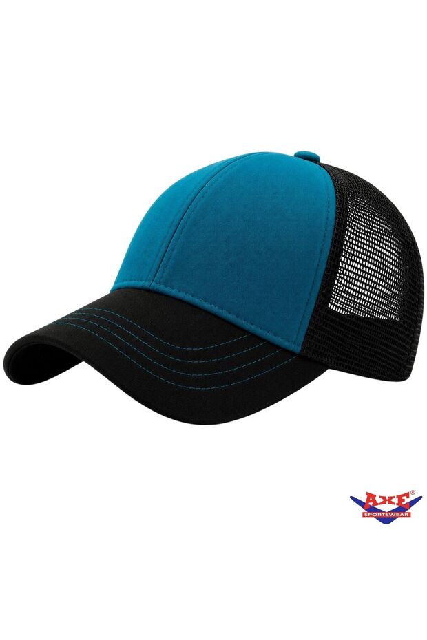 Unisex Turquoise Summer Summer Baseball Cap with Suede on the Front and Mesh on the Back with Adjustable Buckle and Cap