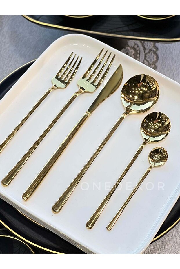 36 Piece Asil Fork Spoon Knife Set Gold