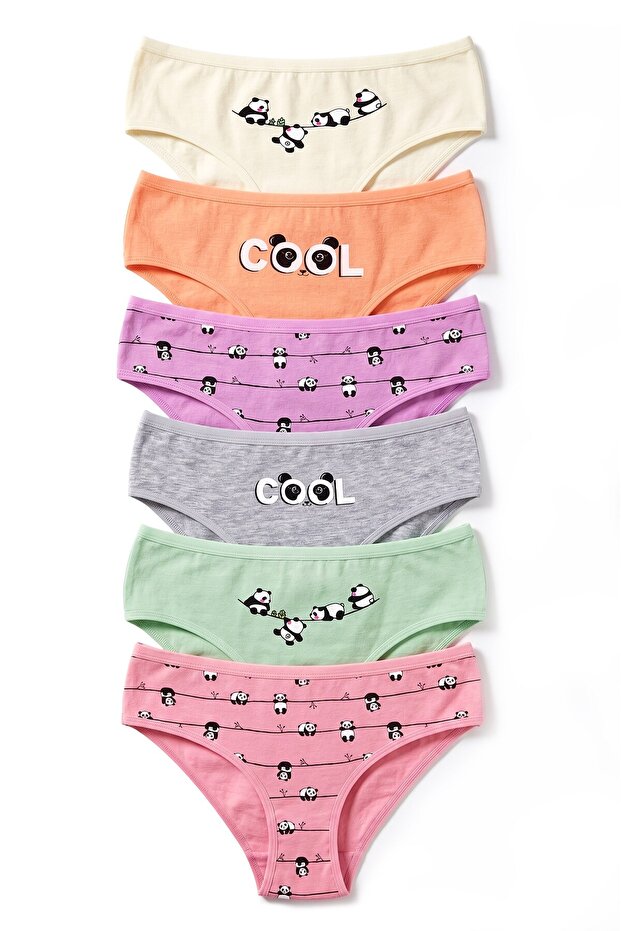 Girl's 6-Piece Cotton Panties with Printed Breathable Texture (8827-6)