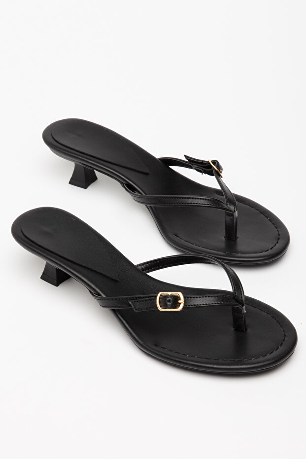 Black Flip-Flop Heeled Slippers Orthopedic Women's Sandals