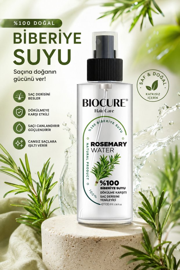 100% Pure Rosemary Water Healthy Hair Growth Support & Anti-Hair Loss 100ml
