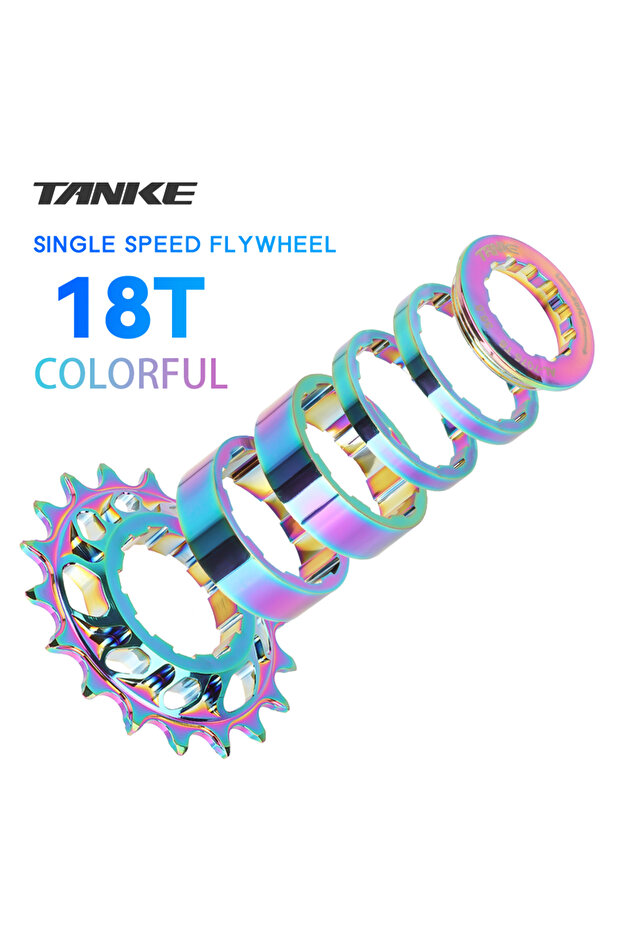 18T colour TANKE-Single Speed Flywheel Conversion Kit,18T,HG Cassette Cog,MTB Road Bike Sprocket for