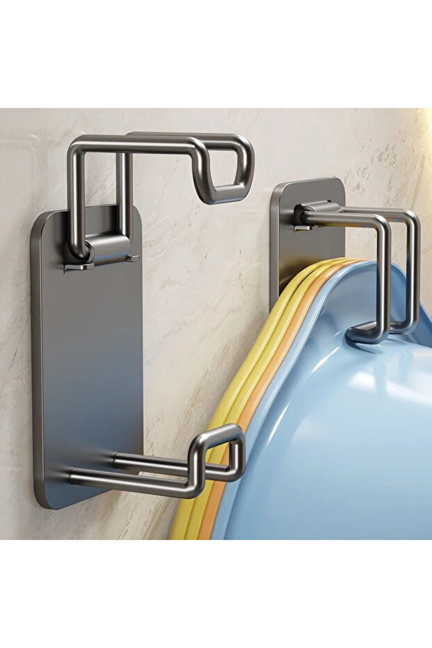 2PCS Grey Foldable Storage Hook 1/2PCS Washbasin Rack Bathtub Hook Kitchen Tools Bathroom Space Sav