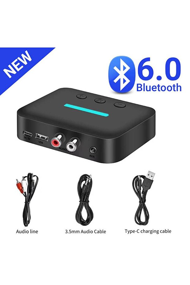 NEW BT6.0 USB Bluetooth 5.3 Audio Receiver Adapter Wireless Stereo Music 3.5mm AUX R/L RCA