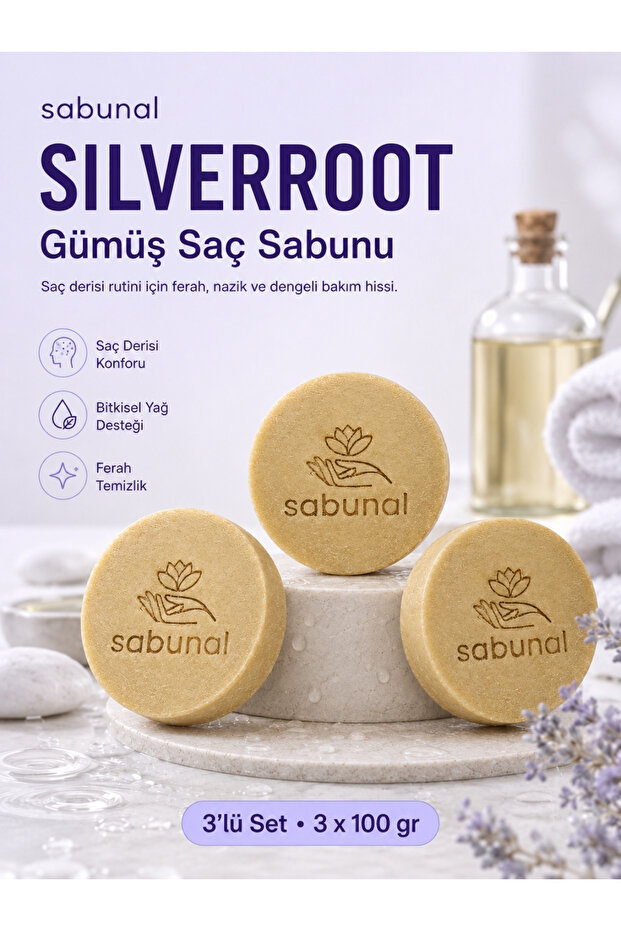 Silverroot Silver Hair Soap 3 Pcs - Care Soap for Scalp, Fresh Cleaning, and a Vibrant Look