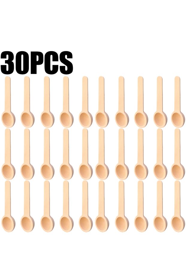7.5x2.5x1cm 30PCS Mini Wooden Spoons Seasoning Honey Coffee Cooking Coffee Bean Salt Jars Wooden Me