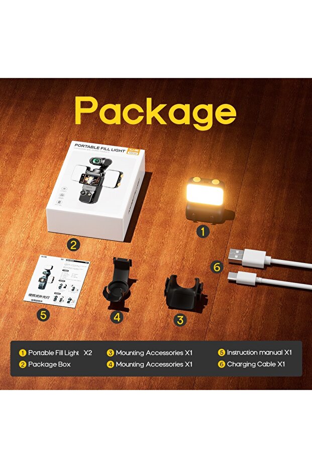 black LED Light for DJI OSMO Pocket 3 4 Accessories Gimbal Selfie Vlog Video Auxiliary Fill Lighting