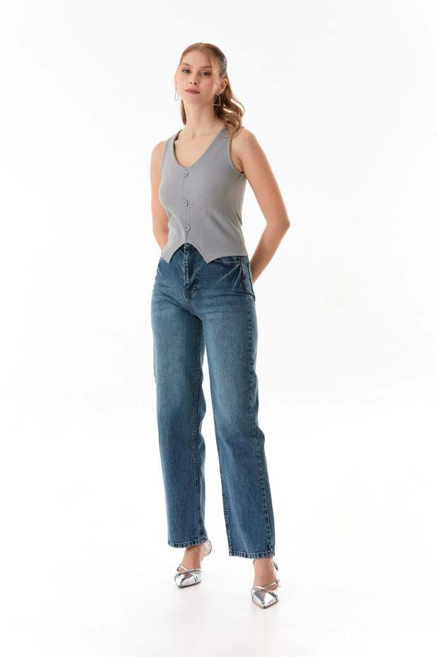 Basic Corded Buttoned Vest - 5