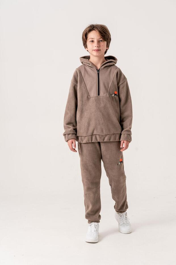 Embroidered Fleece Boys' Bottom-Top Tracksuit Set