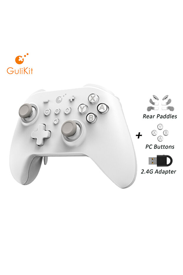 وحدة تحكم KK3 Max White GuliKit KK3 MAX NS39 KingKong 3 Gamepad مع عصا تحكم ومشغل بتأثير هول