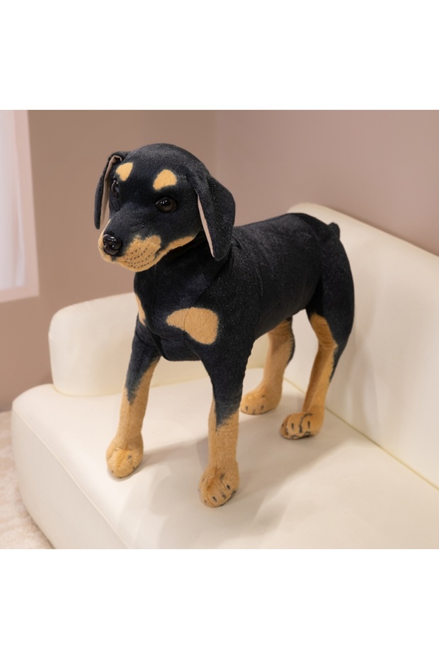 25cm black Rottweiler Simulated 3d Simulation Standing Black Dog Plush Stuffed Doberman Animal Super