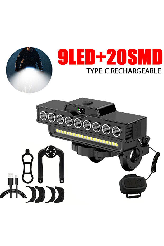 USB C- frontlight USB Rechargeable Bike LED Front Light With Cycling Bike Horn Waterproof Bicycle Be