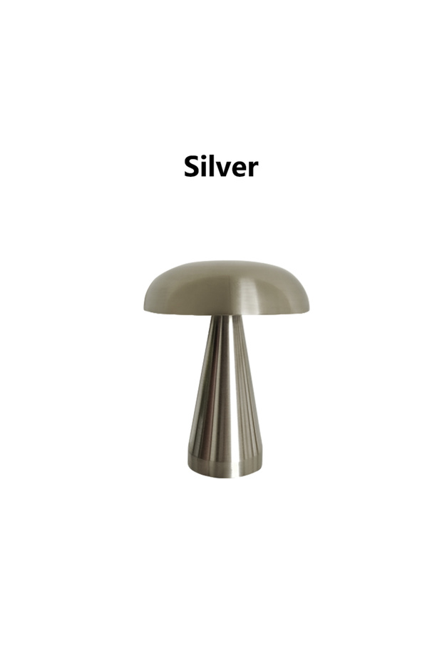 GGBEE Silver shell Retro LED Night Light 3 Color Temperature Mushroom Shape Coffee Bar Restaurant Of