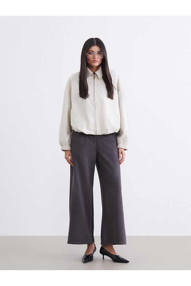 Trendlucky Women's Suede Look Trousers with Elastic Waist
