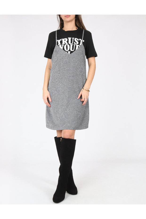 Rochie scurta, Negru/Argintiu