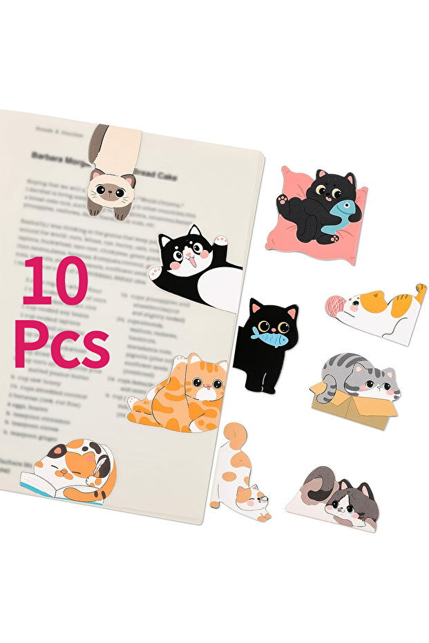 10 Pcs 5/10/20 Pcs Magnetic Bookmarks with Cute Cat Designs, Fun Bookmark Clips, Reading-Themed Sock
