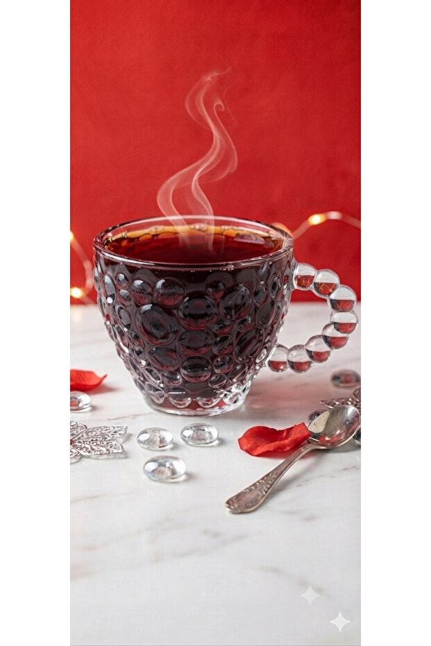 طقم أكواب بمقابض مزينة بالخرز ونقوش الخرز (4 قطع)