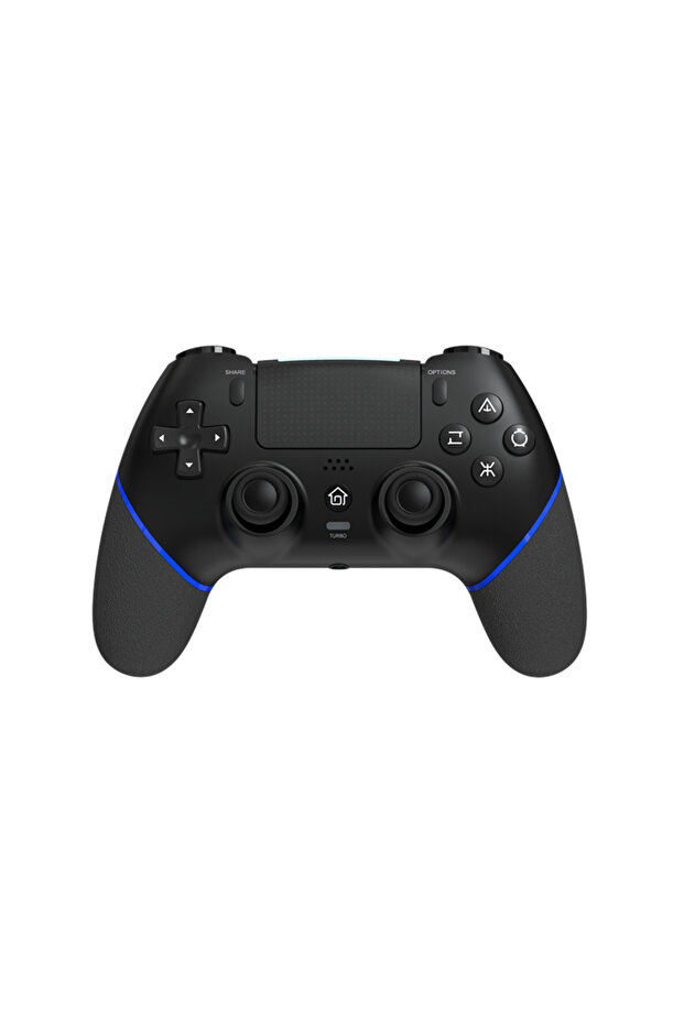 وحدة تحكم ألعاب لاسلكية باللونين الأسود والأزرق لجهاز PS4، عصا تحكم بتأثير هول، وظيفة توربو لجهاز PS