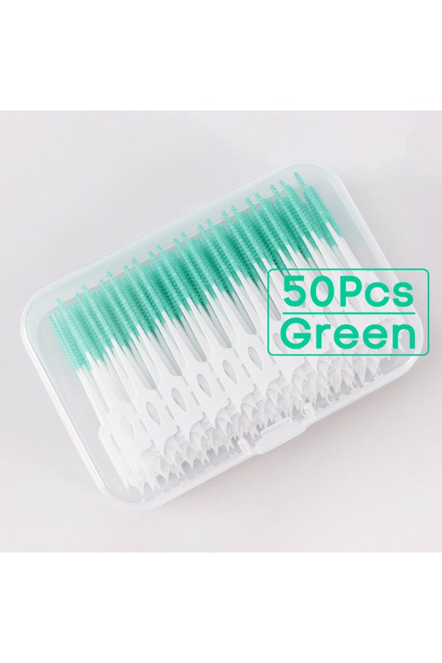 Green 50Pcs Vaclav 150Pcs Original Dental Floss Pick Soft Silicone Bristle Interdental Brush Dental