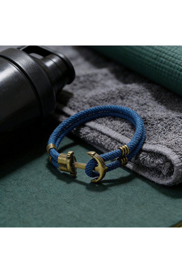 BabyBlue Vintage Anchor Hook Bracelet Men Bilayer Grade A Durable Nylon String Nautical Braslet Cool