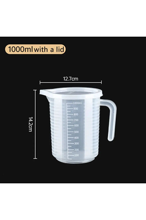 1000 مل (مع غطاء) 100-5000 مل كوب قياس بلاستيكي سميك مع مقياس كوب قياس صالح للطعام