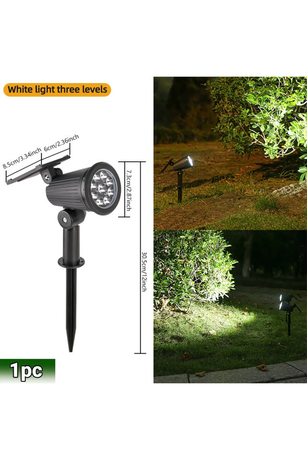 0-5W 1pc White light 9 LED Solar Spot Lights IP65 Waterproof Outdoor RGB Solar Landscape Lig