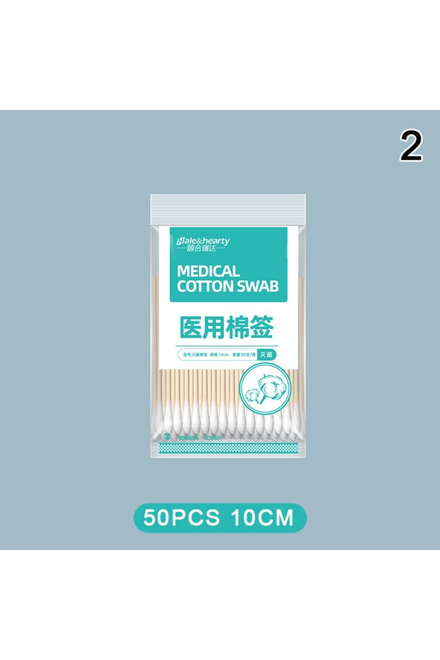 2 Disposable Sterile Medical Supplies Cotton Swabs Single Head Wound Sterilization Cleaning Wooden .
